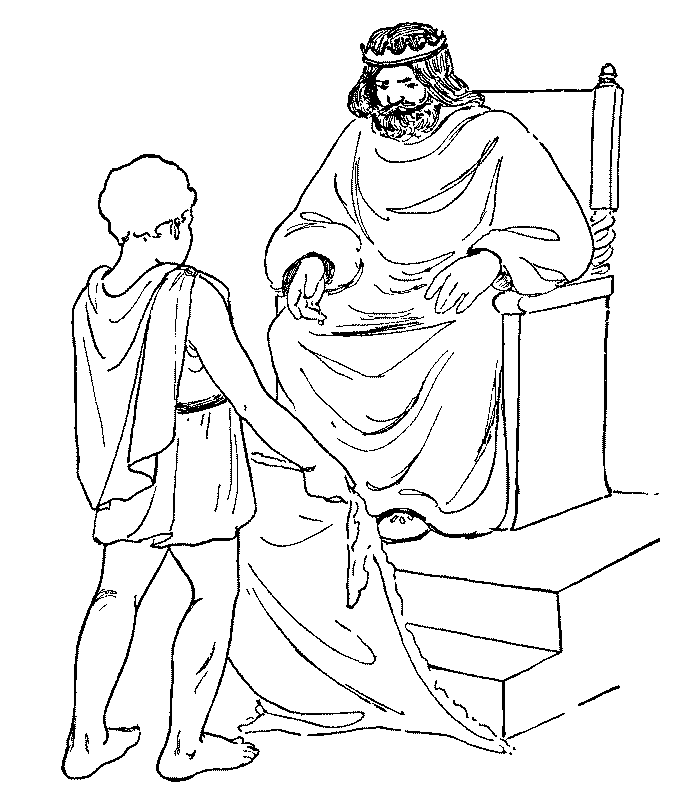 THE BOY GIVES THE GOLDEN FLEECE TO THE KING